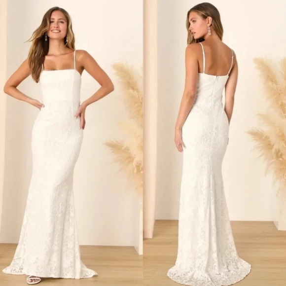 Lulus My Kind of Forever White Mesh Floral Embroidered Maxi Dress XS Wedding - Picture 1 of 14